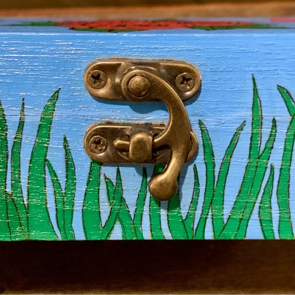 Blooming Rose Blue Wooden Box - Picture 9 of 13